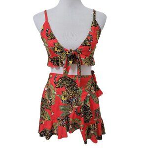 ASOS Swim Jersey Beach Tropical Tiger Print Two-Piece